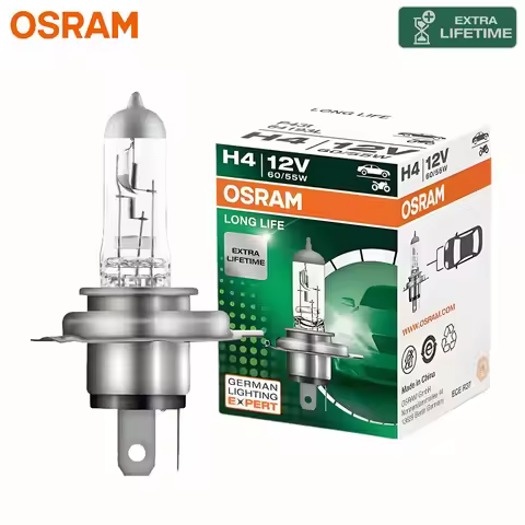 OSRAM LONG LIFE H4 HB2 9003 Car Halogen Headlight Original Auto Bulb P43t 12V 60/55W More Durable St