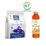Combo Bột Hoa Đậu Biếc sấy lạnh NTPOWDER 100gr và Mật Ong hoa cafe NTFOOD 330ml - Nhất Tín Food