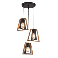Retro Country Style Solid Wood Iron Art Dining Room Pendant Light Suitable For Dining Room Bedroom L