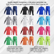 COMBO 2IN1 DRYFIT LONG-SLEEVED T-SHIRT SET LEGGING PANTS 3/4 MEN WOMEN SPORTY RUNNING SPORTS