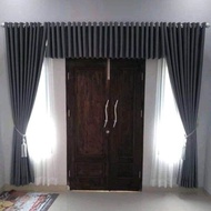 Gorden poni Smokring 1Set Bahan Blackout Import Polos Untuk Jendela Dan Pintu Kamar Minimalis