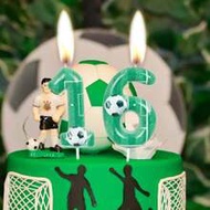 1pc Green Grass Soccer Ball Shaped Number 0-9 Birthday Anniversary Party Cake Decoration Candle,Chri