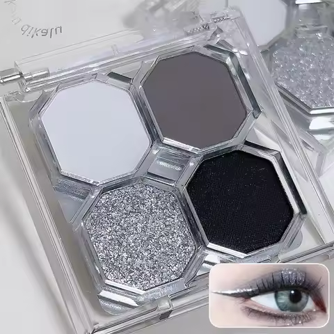 Black Light Star 4-color Eye Shadow Plate Smoky Makeup Dark Black Dark Cement Plate Cross-border Bri