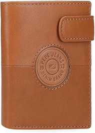 Cracker Vertical Wallet with Card Slot and Click Closure, Beige, 8.5 x 10.5 x 1 cm, Leather by Joumm