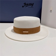 Mũ Cói Đi Biển Du Lịch JCB15 Jussy Official Nón Cói Rộng Vành Đai Vải Bố Đính Icon Sang Chảnh Dành C
