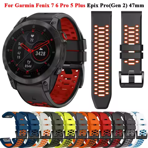 QuickFit 22mm Straps For Garmin Fenix 7 Pro Epix Gen 2 47mm Silicone Band 5 Plus 6 Pro MARQ Gen 2 In