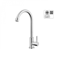 Global House HOY ก๊อกอ่างจานคอสวิงท่อโค้งแบบตั้งพื้น สเตนเลส 304 รุ่น HFHOB-1000HY1 สีซาติน รับประกั