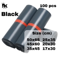 100pcs Black Courier Bag Parcel Bag Beg Parcel Plastik Parcel Mailing Bag (25x35, 20x30, 17x30)