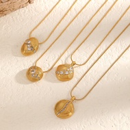 Style Diamond-Studded Pendant Stainless Steel Necklace Female All-Match Temperament High-End Feeling