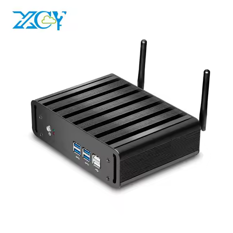XCY Fanless Mini PC Intel Core i7 5500U Windows Linux HDMI VGA WiFi Gigabit Ethernet 8x USB Ports HT