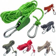 4mm X 4m Tent Guy Rope With Metal Tightener Pulley, Camping Adjustable Tensioner Cord