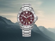 CITIZEN 星辰 Eco-Drive 光動能 PROMASTER Land series BJ7150-50W 不銹鋼錶帶 紅色面 藍寶石玻璃錶面 WR 20bar GMT 日本製造 BJ7150