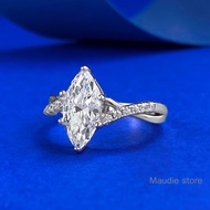2ct Marquise Real Moissanite Diamond Women Ring Twist High Set Moissanite Exquisite Proposal Ring