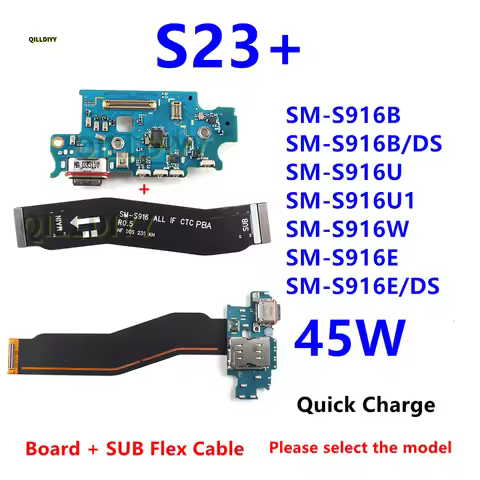 45W Charging Port Board For Samsung Galaxy S23+ SM-S916B S916U S916E/DS S23 Plus Charger Motherboard