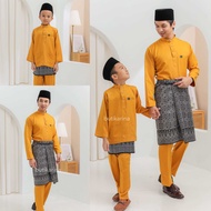 BAJU MELAYU MUSTARD GOLD AYAH ANAK | BAJU MELAYU KUNING MUSTARD