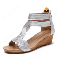 VRAIEMODE Ankle Strap Wedge Sandals Peep Toe Bohemian Sandals Lightweight Roman Shoes