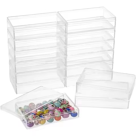 15pcs Clear Acrylic Box with Lids 4.33x2.76x0.98inch Plastic Storage Box Candy Box Containers Mini R