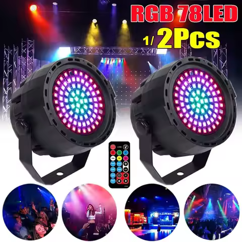 2/1PCS 12V RGB Sound Activated DMX Control Uplighting Stage Lights Remote Control DJ Stage Lighting 