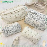 AVOCADD Makeup Bag, Floral Print Handheld Cosmetics Bag, Large Capacity Begonia Flower/Rose Handbag 