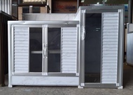 พร้อมส่ง G129 ตู้วางเตาซ่อนถังแก๊ส 120 cm. หน้าบานลายหินอ่อน ขนาด ก.121*ส.71*ล.51 cm.ส่งเฉพาะกรุงเทพ