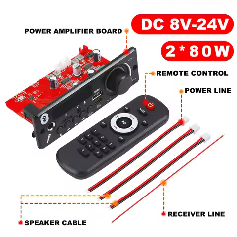 Bluetooth 5.0 MP3 Decoder Board 85W 160W Amplifier Audio Player 12V DIY MP3 Player Car FM Radio Modu