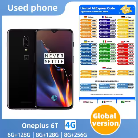 Original Oneplus 6T 4G LTE Mobile Phone Snapdragon 845 6.41" 20MP 16MP Fingerprint used phone