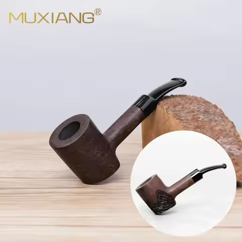Classic Cherry Wood Briar wood Tobacco Pipe Hand-Carved 9mm Pipe Channel Father's Day Gift with Clea