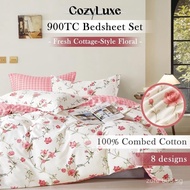 CozyLuxe 100% Combed Cotton Bedsheet Set - 900TC Comfortable Cotton 2025 New Design Fresh Country Fl