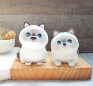 暹羅貓 擺飾 煤炭小精靈 名片架 手機架 手工木製療癒小木雕公仔