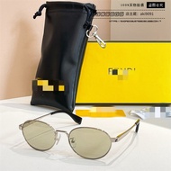 FEN * Star Same Style Round Frame Sunglasses Women Fashion Metal Sunglasses Men fe40196