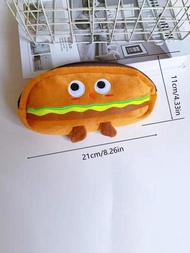 1個創意漢堡麵包造型筆袋,有趣的情感圖案,幽默有趣的學生文具組織者