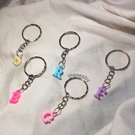 GANTUNGAN (NO PO) PASTEL INITIAL KEYCHAIN, KEYCHAIN, BAG HANGER, INITIAL KEYCHAIN, INITIAL KEYCHAIN,