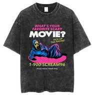 COD Favorite Scary Movie Washed T Shirt Men Women Graphic Y2K Co GB3H