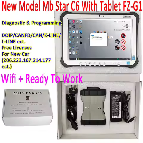 DOIP VCI MB Star C6 With Software 2025.03 WIFI C6 With Laptop FZ-G1 I5 PC Multiplexer vci Diagnosis 