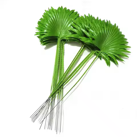 40cm 20pcs Silk Fabric Artificial Plants Fan Palm Coconut Tree Leaf Branch Decorative for Living Roo