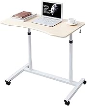 Bedside Desk C-shaped Base Laptop Desk Home Office Adjustable Desks Portable Mobile Laptop Stand, Lift Standing Desk. Wooden Table Top with Wheels, Adjustable Cart Tray Sofa Bedside Table Comfortable