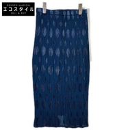 กระโปรงพลีทผ่าข้างลายจุดใหญ่สีฟ้า Issey Miyake Fete IF64-FG736 ไซส์ 01 [มือสอง]