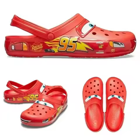 Aoger Lightning Mcqueen Outdoor Beach Slippers Cute Cartoon Anime Pool Anti Slip Crocs No95 Car Slip