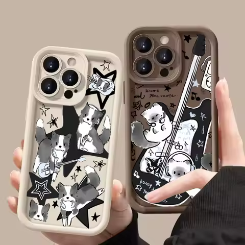 Black Guitar Music Cat Silicone Soft Phone Case For Xiaomi Redmi 13C 14C 13 4G Redmi Note 14 13 12 1