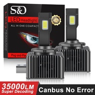 2Pcs 35000Lm D1S LED Headlight Bulbs D2S D3S D4S D8S D1R D2R D3R D4R D8R Turbo LED CSP Chips Lights 