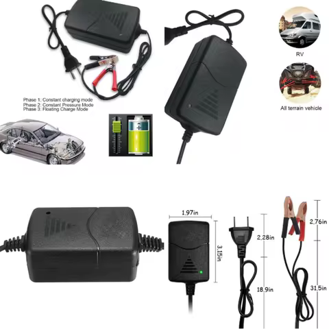 12V 1.5A Automatic Fast Motorcycle Charger For AGM Gel Lead Acid Battery 1.3AH 3AH 5AH 7AH 12AH 20AH