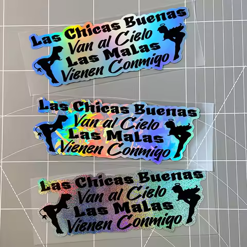 1PC Las Chicas Buenas Motorcycle Stickers Waterproof Spanish for DIY Scooter Body Helmet Box Car Win