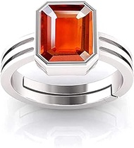 9.25 Ratti / 8.00 Carat Natural Certified Hessonite/Garnet/Gomed Loose Gemstone Silver Plated Adjust