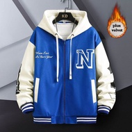 JAKET VARSITY HOODIE ZIPPER JAKET BASEBALL PRIA WANITA JUMBO (S-6XL) INISIAL LOGO N JAKET RESLETING