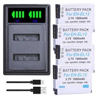 EN-EL12 ENEL12 Battery Bateria + Charger with Type C Port for Nikon Coolpix S9700 S9500 S9400 S9300 
