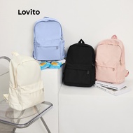 Preppy Backpack Plain Colorblock Double Shoulder Strap Multi-pocketed Backpacks for Women L41BA05 (W