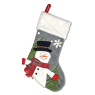 [特價]摩達客耶誕-質感圍巾雪人灰色聖誕襪