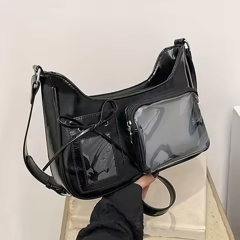 Japanese Knot Simple Fashion Single Shoulder Crossbody Bag for Women Anime Commute Daily Transparent