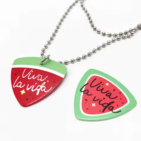 TV Twinkling Watermelon Cosplay Shining Watermelon Guitar Pick Props Choker Two-sided Pendant Neckla