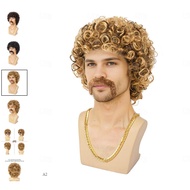 Disco Wig70'S Costumes Wig Afro Wig Men Short Curly Natural Fluffy Synthetic hair Wig for Carnival D